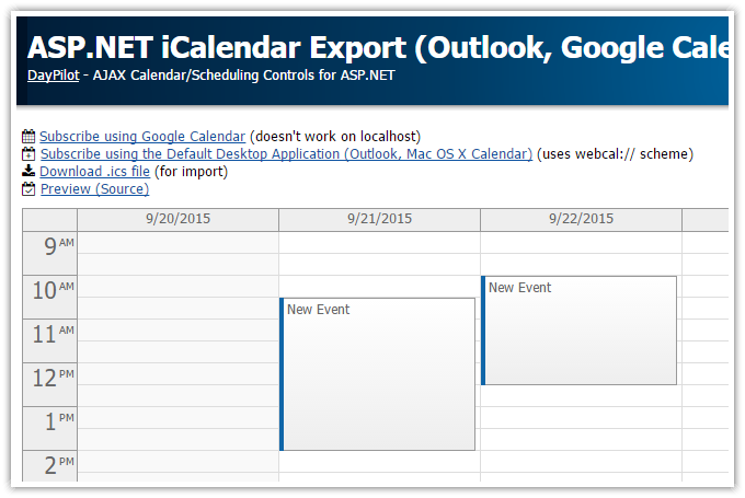 Tutorial: ASP.NET iCalendar Export (Outlook, Google Calendar, Mac OS X Calendar)