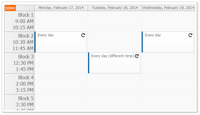 ASP.NET Timetable with Recurring Events Tutorial (C#, VB)