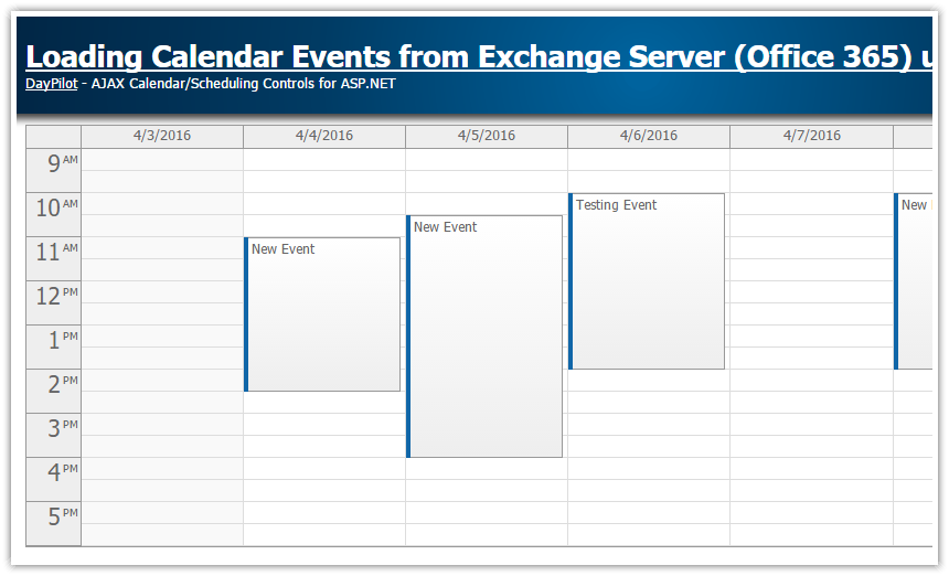 Tutorial: Loading Calendar Appointments from Exchange Server (ASP.NET WebForms)