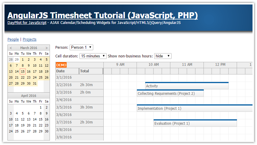 Tutorial: AngularJs Timesheet (PHP, JavaScript)
