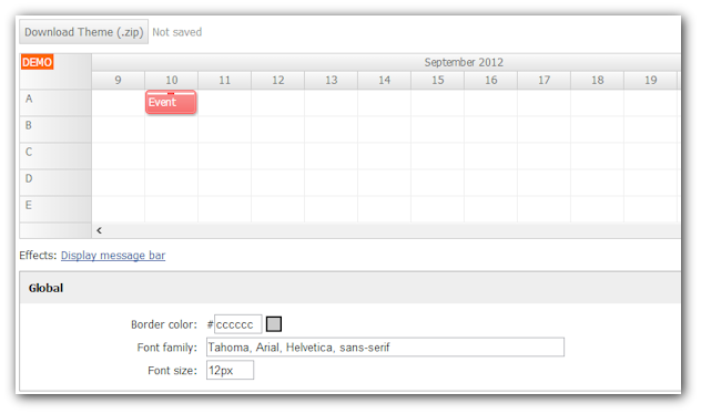 Online Scheduler Theme Designer Supports IE 10 Gradients and Duration Bars