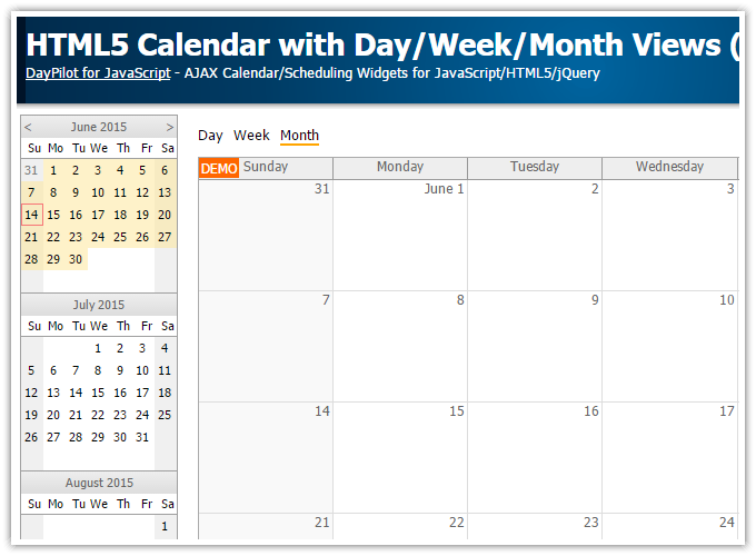 Tutorial: HTML5 Event Calendar with Day/Week/Month Views (Javascript, PHP)