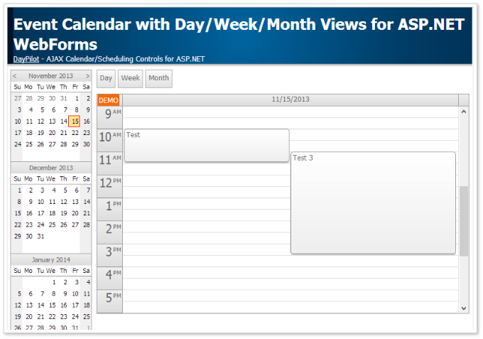 Event Calendar with Day/Week/Month Views (ASP.NET Tutorial)