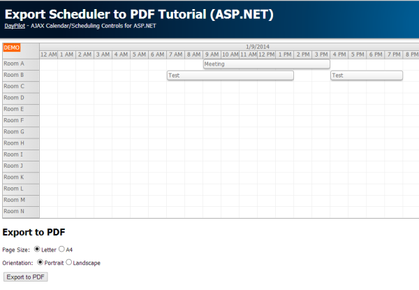 Scheduler PDF Export Tutorial (ASP.NET, C#, VB.NET)